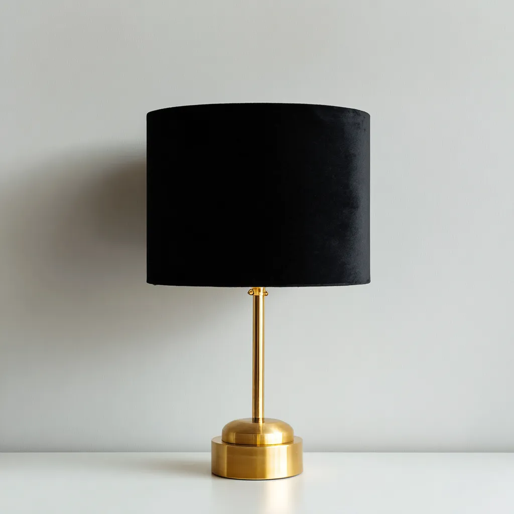 Lampe de table - métal doré et abat-jour tissu noir 30x52 cm - design moderne - adaptée à la pièce à vivre-Roomoliq