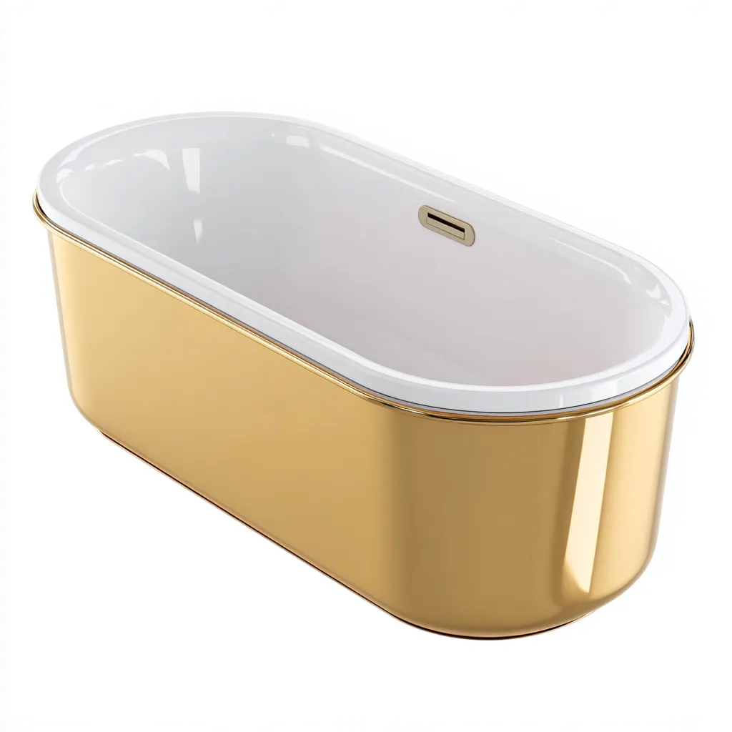 Baignoire acrylique 165x75x58 cm - blanc - or - pour salle de bain - design moderne-Roomoliq