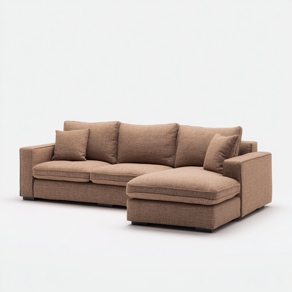 Canapé d'angle tissu 285x170x90 cm - beige brun - pour salon - design moderne-Roomoliq