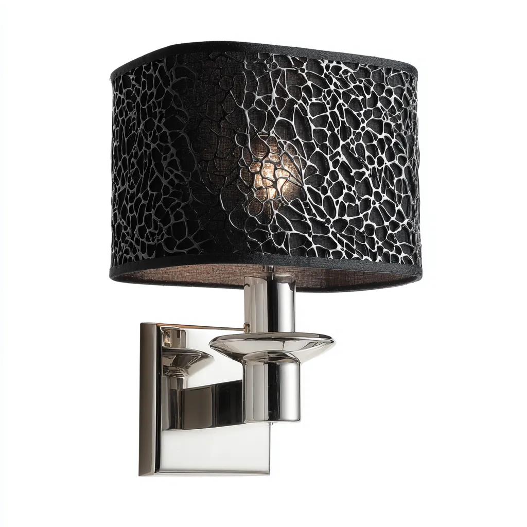 Applique murale - métal - verre - tissu - 18x20x26 cm - noir - argenté - adaptée à l'intérieur - style moderne-Roomoliq