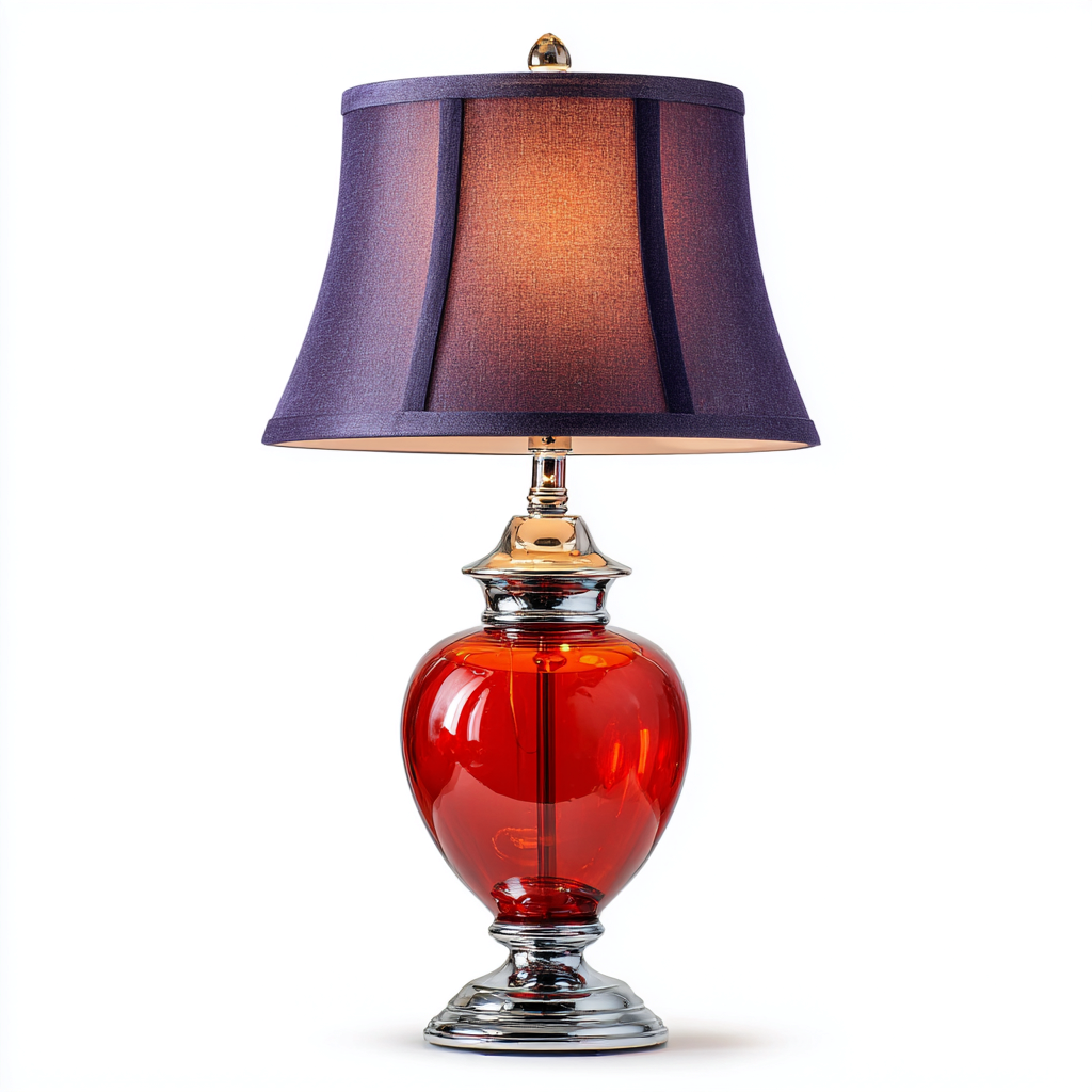 Lampe de table - verre - métal - 30x52 cm - rouge - violet - argent - intérieur - design classique-Roomoliq