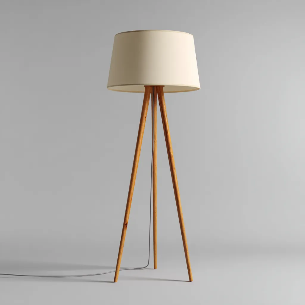Lampadaire bois et tissu 45x45x155 cm - bois naturel - beige - design scandinave-Roomoliq