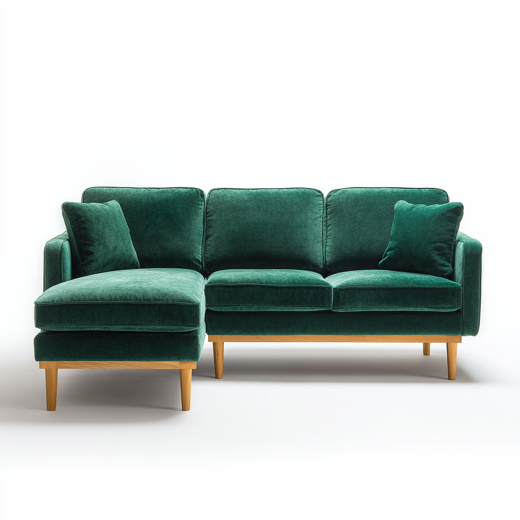 Canapé d'angle tissu 255x150x85 cm - vert émeraude - pour salon - design moderne-Roomoliq