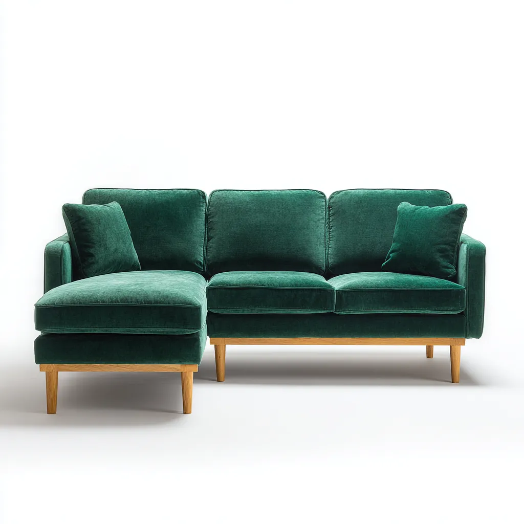 Canapé d'angle tissu 255x150x85 cm - vert émeraude - pour salon - design moderne-Roomoliq