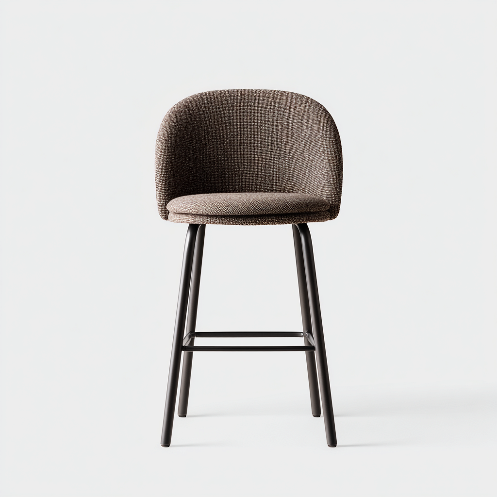 Tabouret de bar métal et tissu - 46x47x95 cm - marron - gris foncé - design moderne-Roomoliq