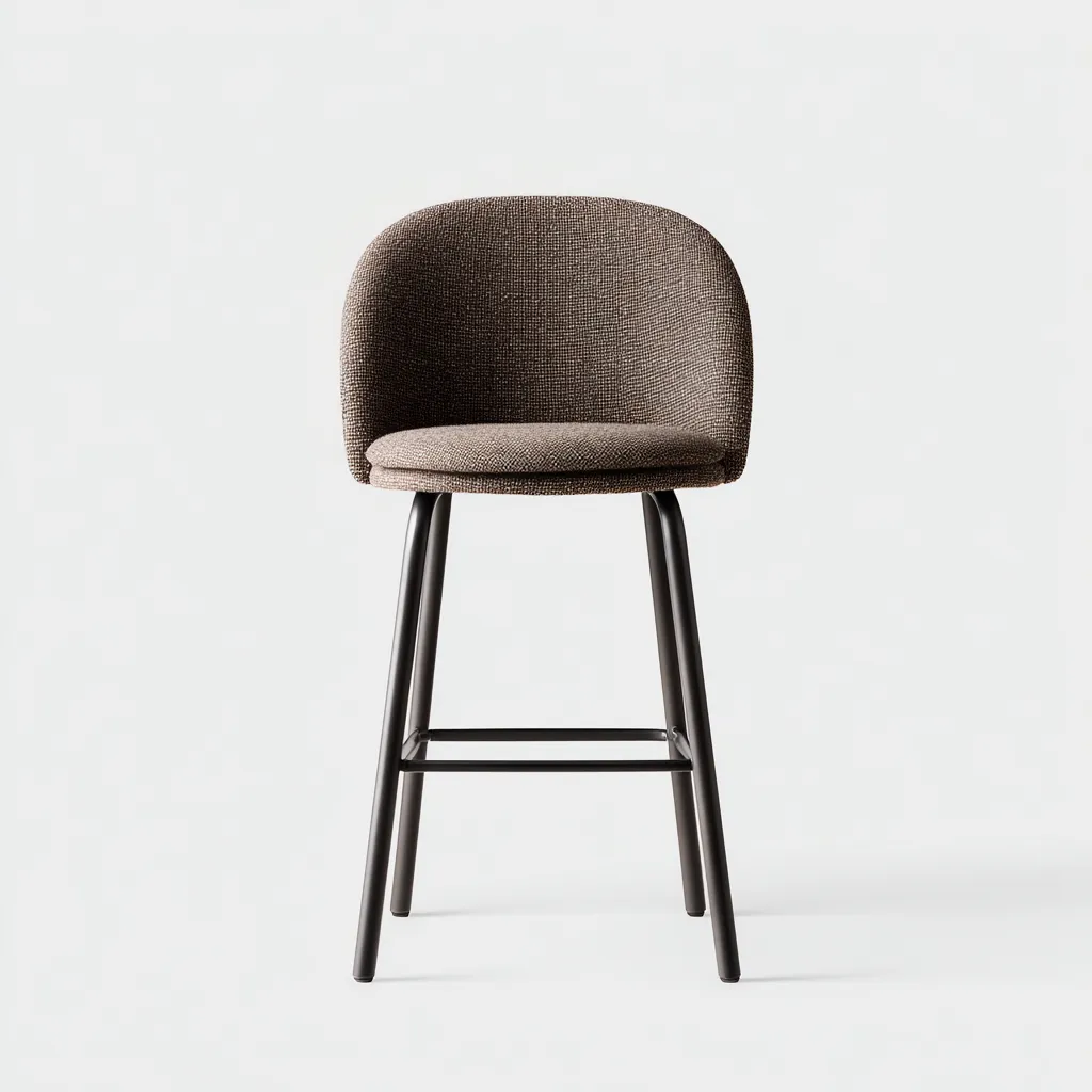 Tabouret de bar métal et tissu - 46x47x95 cm - marron - gris foncé - design moderne-Roomoliq