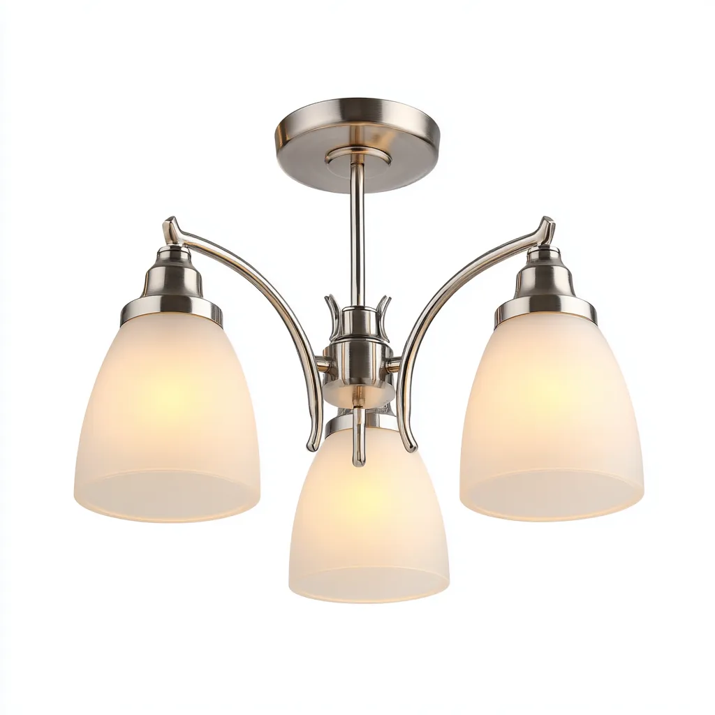 Plafonnier - métal et verre 42x42 cm - argent - blanc - style classique - adapté à la pièce à vivre-Roomoliq