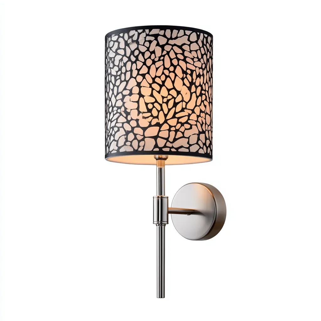 Applique murale - métal - tissu - 15x18x42 cm - noir - argenté - adaptée à l'intérieur - style moderne-Roomoliq