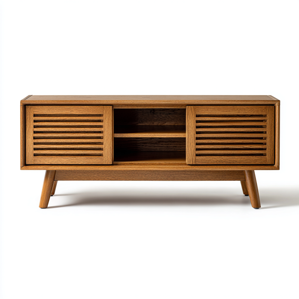 Meuble TV bois massif 120x40x55 cm - bois - pour salon - style vintage moderne-Roomoliq