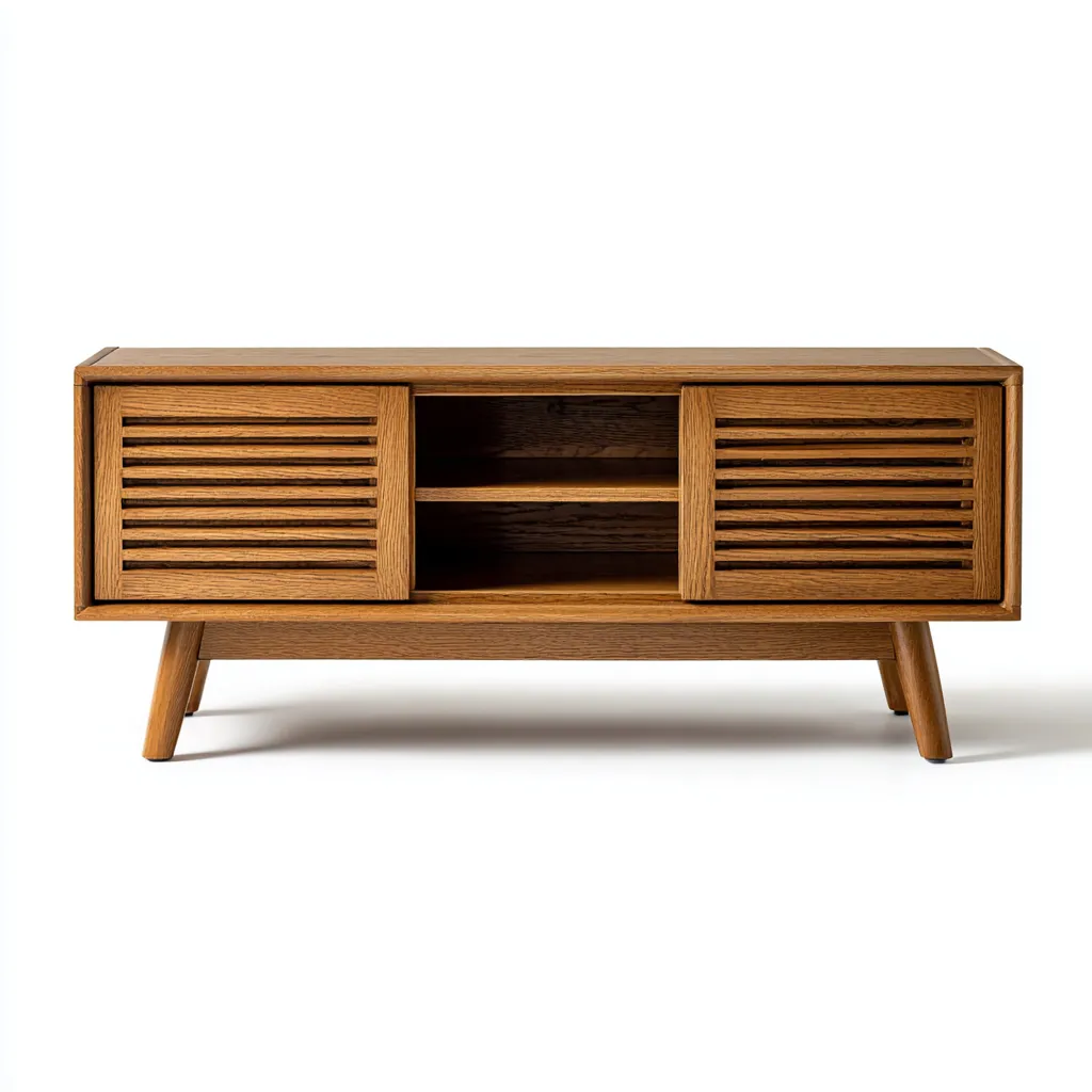 Meuble TV bois massif 120x40x55 cm - bois - pour salon - style vintage moderne-Roomoliq