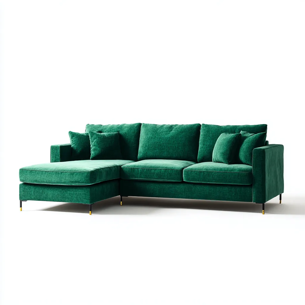 Canapé d'angle tissu 285x160x85 cm - vert émeraude - pour salon - design moderne-Roomoliq