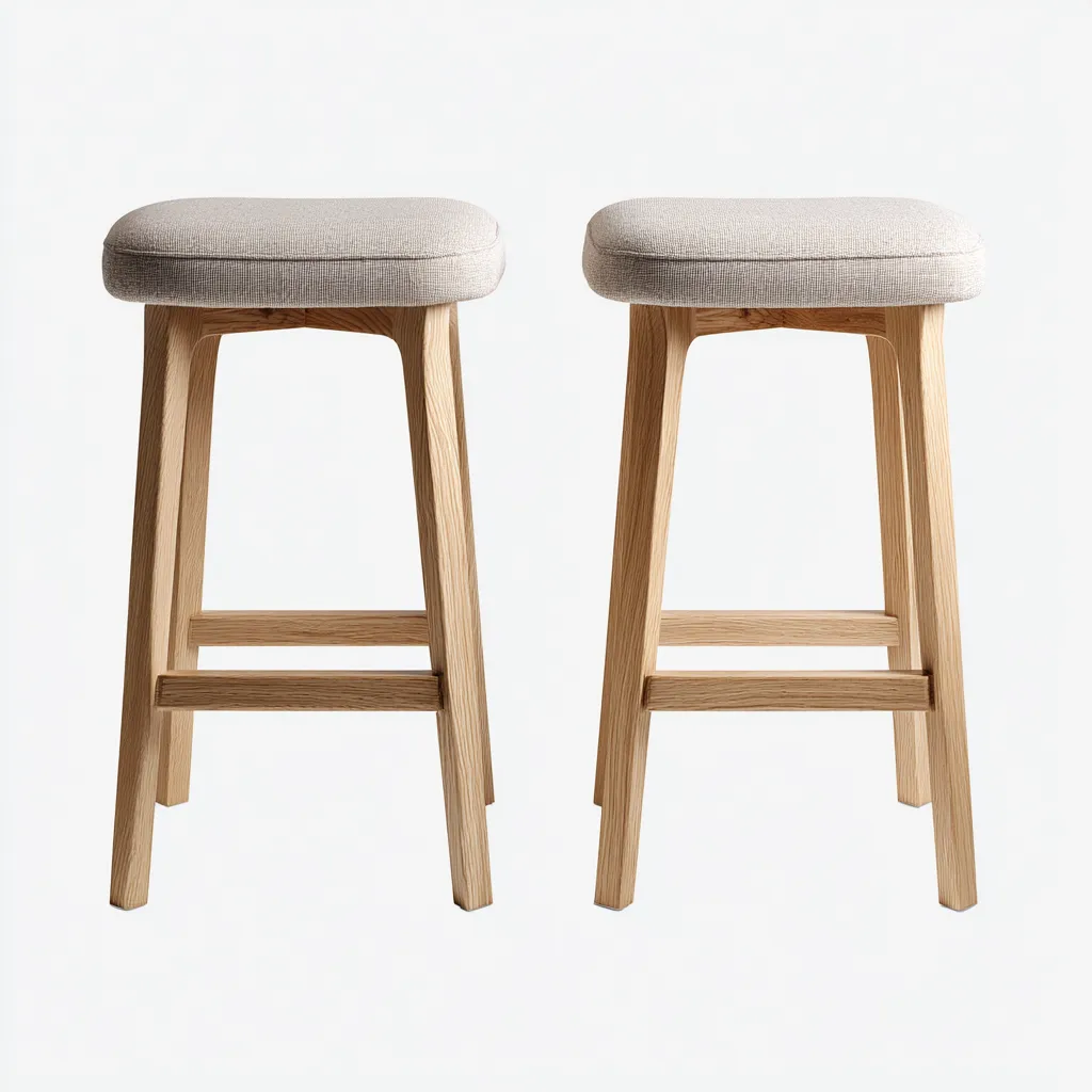 Tabouret de bar bois et tissu - 42x32x65 cm - beige - bois - design moderne-Roomoliq