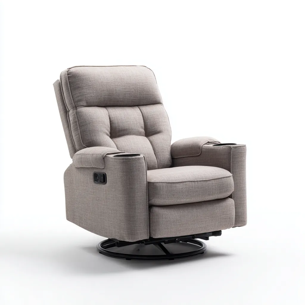 Fauteuil relax tissu 90x85x104 cm - beige - pour salon - design moderne avec inclinaison électrique et base pivotante-Roomoliq