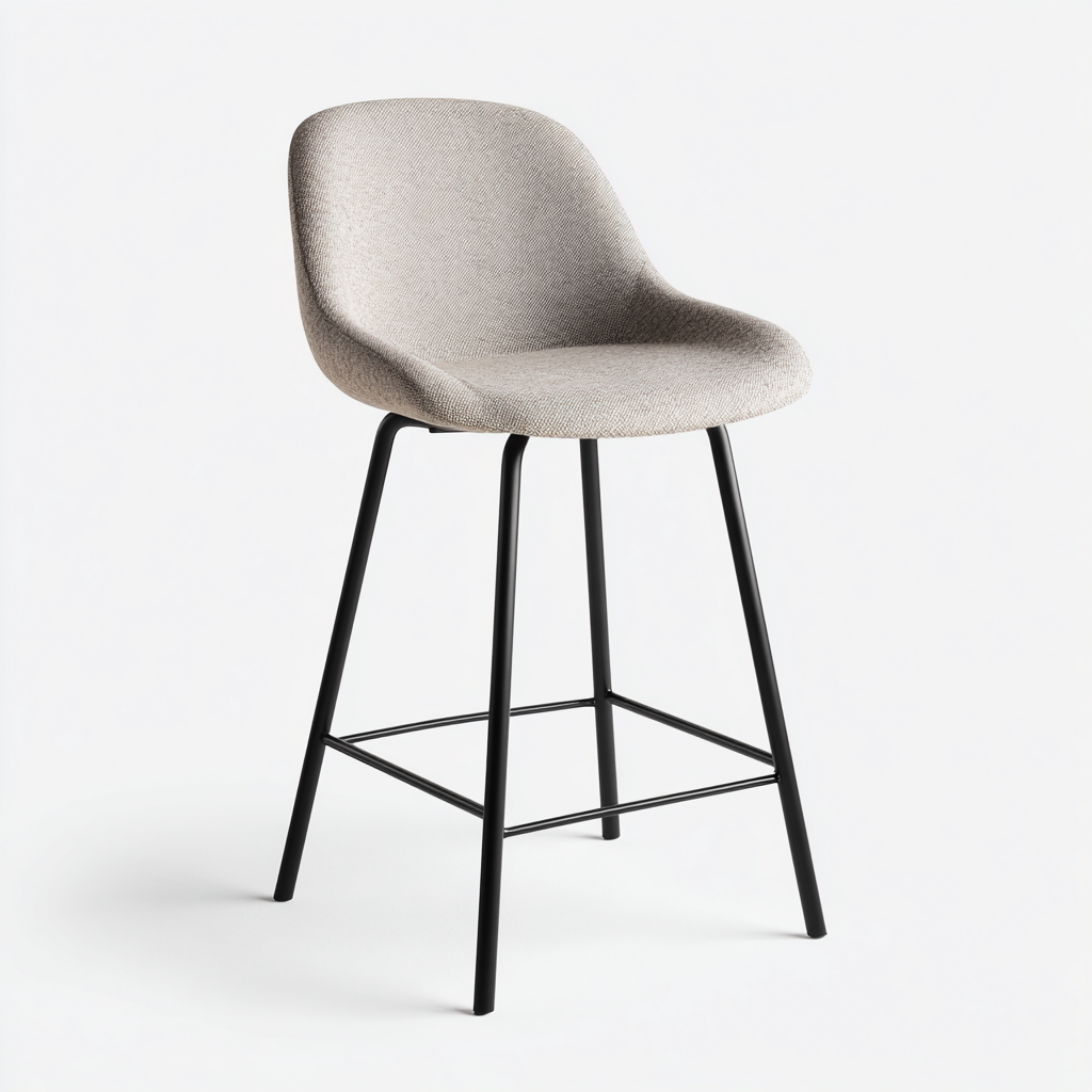 Tabouret de bar - métal - tissu - 48x48x98 cm - beige - noir - design moderne pour salle à manger-Roomoliq