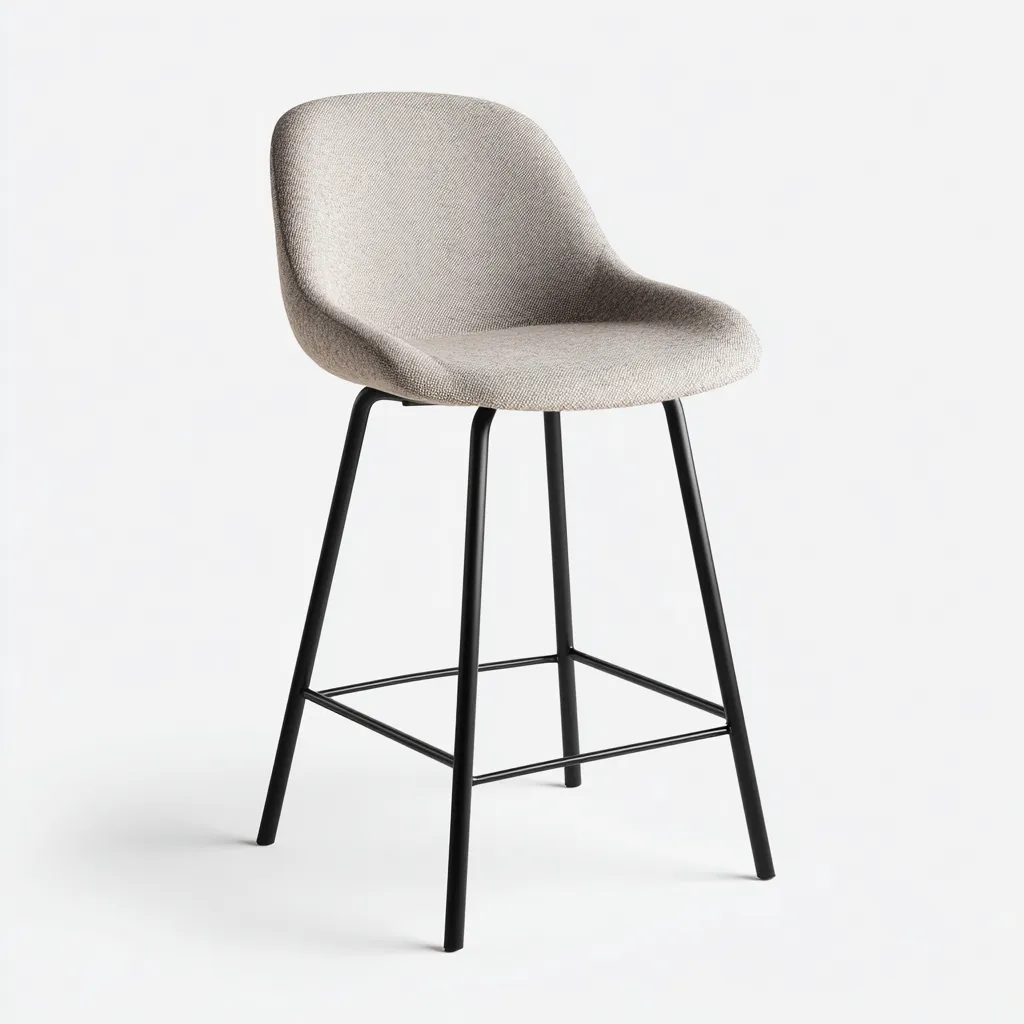 Tabouret de bar - métal - tissu - 48x48x98 cm - beige - noir - design moderne pour salle à manger-Roomoliq