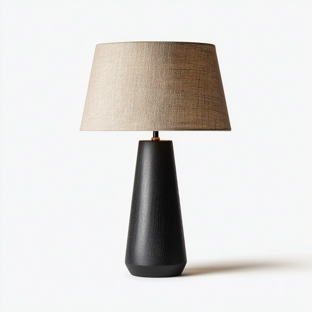 Lampe de table - bois noir 30x55 cm - beige - design moderne - adaptée à la pièce à vivre-Roomoliq
