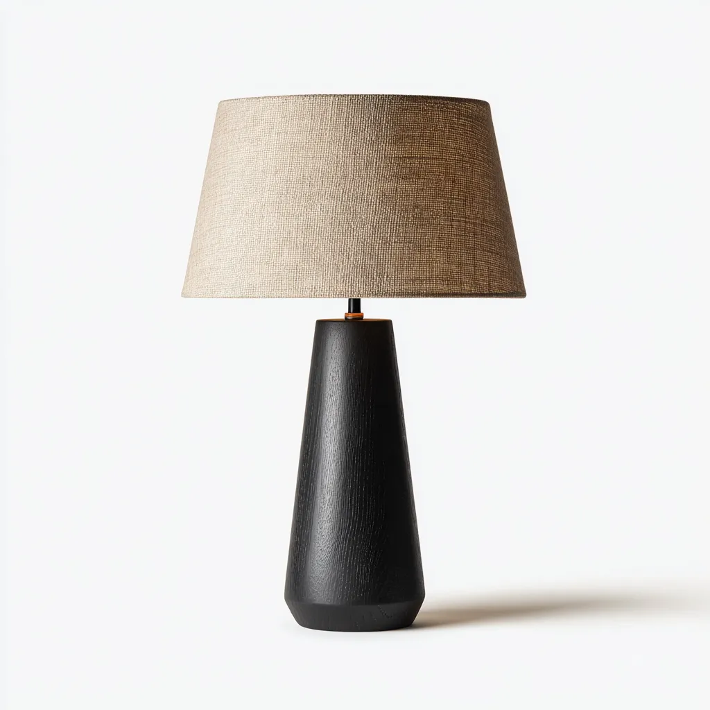 Lampe de table - bois noir 30x55 cm - beige - design moderne - adaptée à la pièce à vivre-Roomoliq