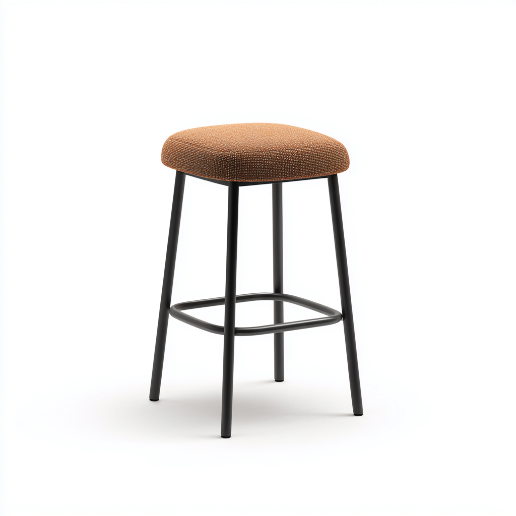 Tabouret de bar - métal - tissu - 45x45x75 cm - noir - marron - design moderne pour salle à manger-Roomoliq