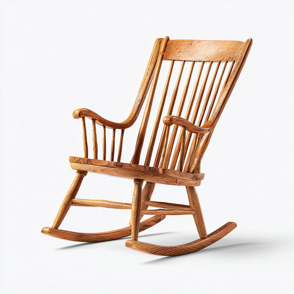 Fauteuil à bascule bois 110x60x105 cm - brun - pour salon - design classique-Roomoliq