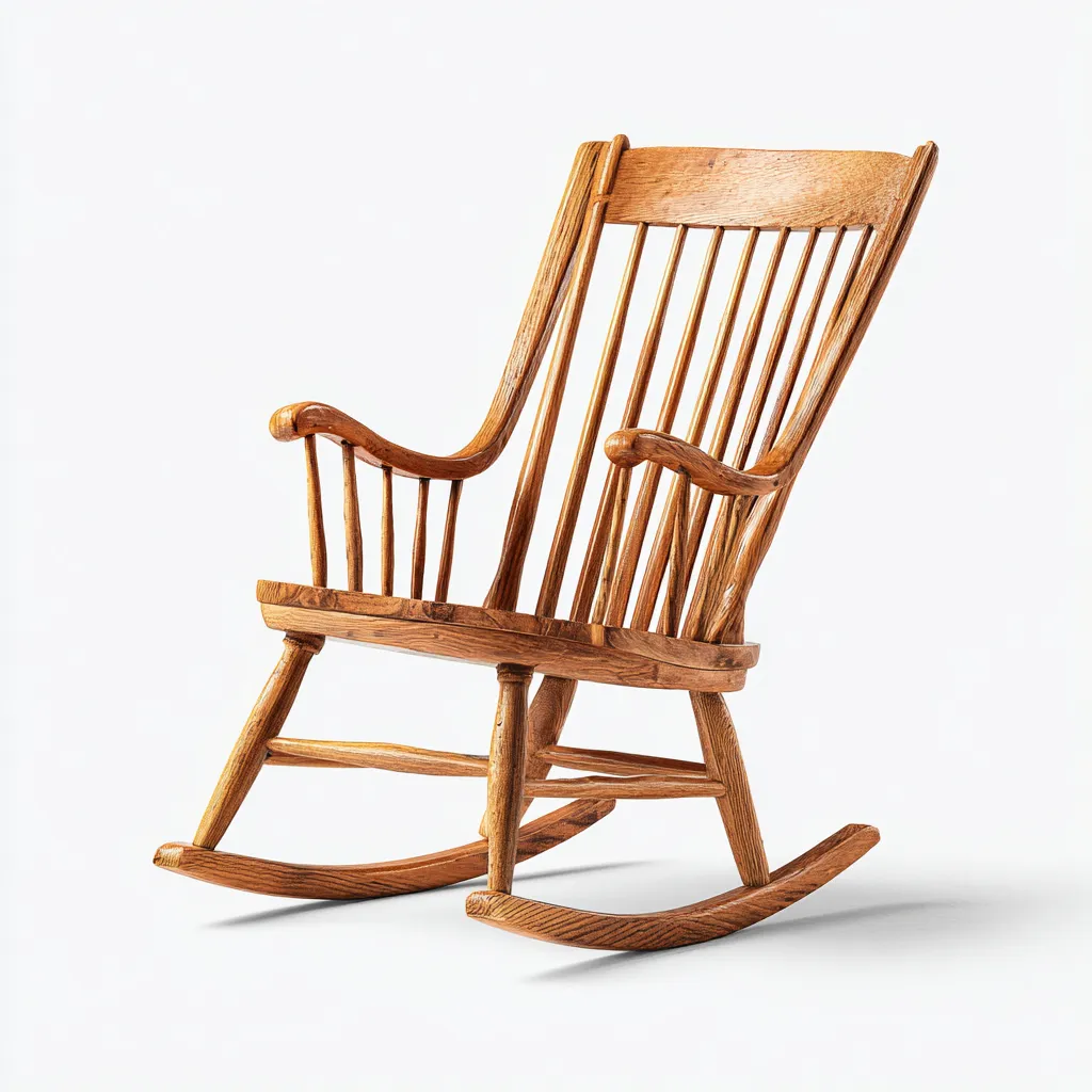 Fauteuil à bascule bois 110x60x105 cm - brun - pour salon - design classique-Roomoliq