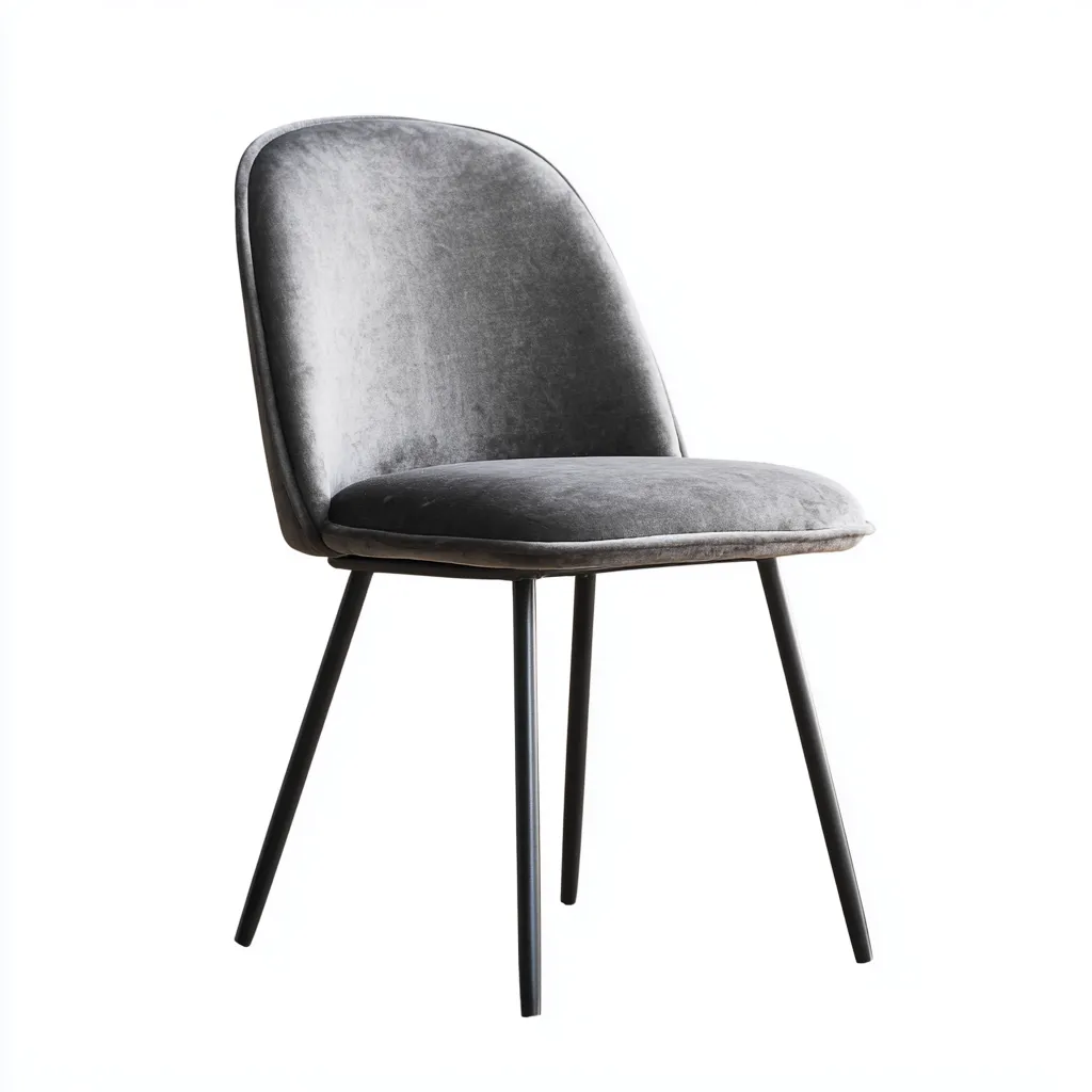 Chaise de salle à manger velours 52x58x82 cm - gris - design moderne pour salle à manger-Roomoliq