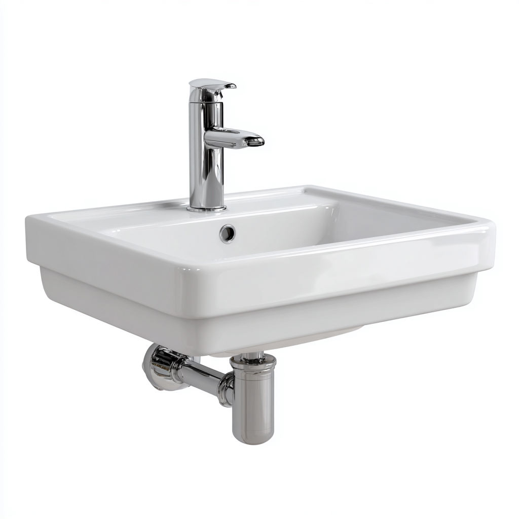 Lavabo en céramique 50x40x15 cm - blanc - design moderne pour salle de bain-Roomoliq
