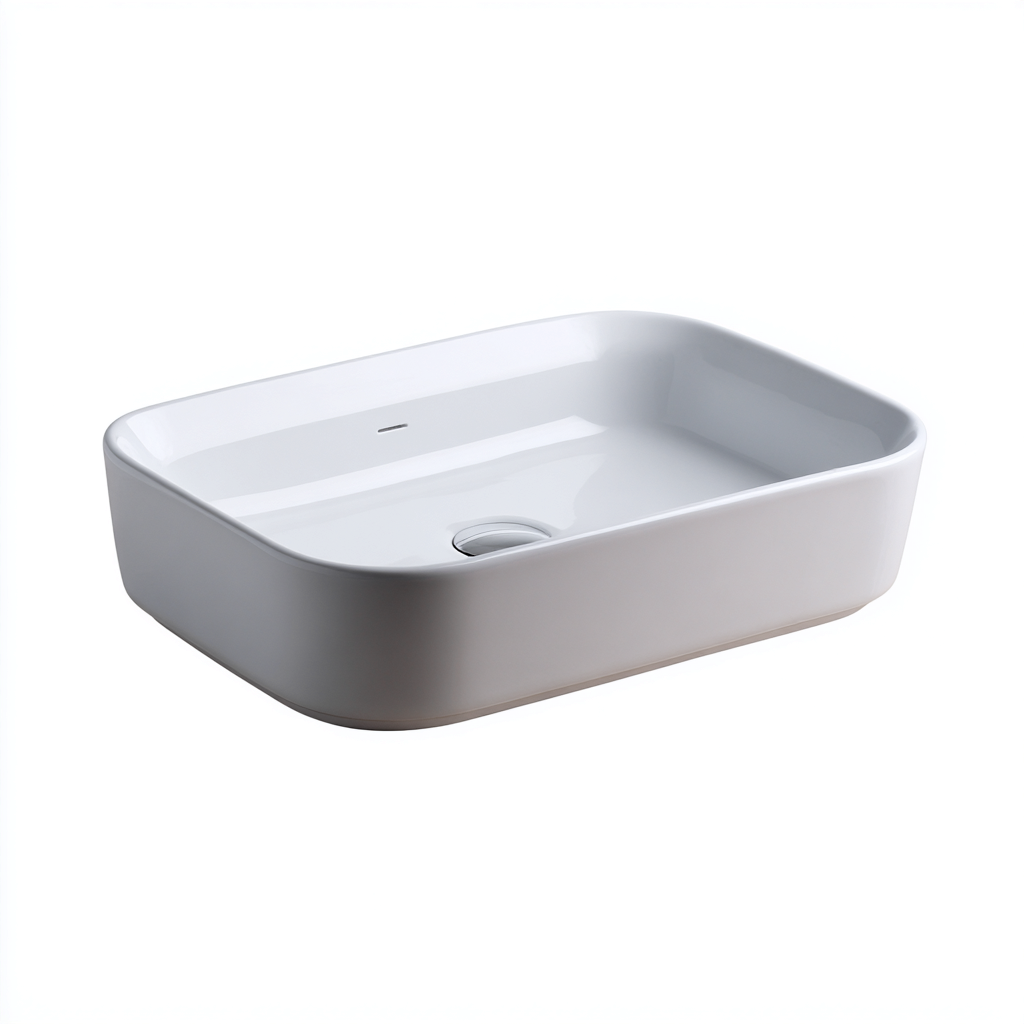 Lavabo en céramique 52x38x14 cm - blanc - vasque rectangulaire moderne pour salle de bain-Roomoliq