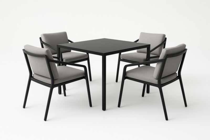 Ensemble de Salle à Manger Extérieur Carré Aluminium Coussins en Polyester