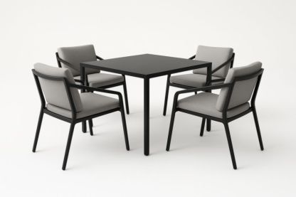 Ensemble de Salle à Manger Extérieur Carré Aluminium Coussins en Polyester