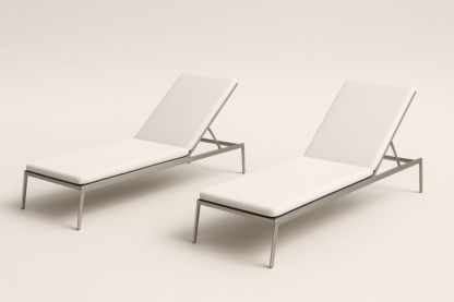 Ensemble de 2 chaises longues en métal et tissu réglables