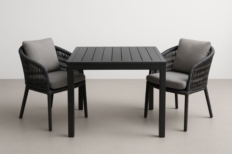 Ensemble de Table et Chaises de Jardin en Aluminium Noir
