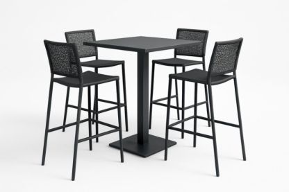 Ensemble table haute et tabourets en métal et polypropylène Noir