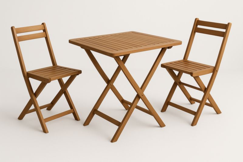 Ensemble de Table et Chaises Pliantes en Bois