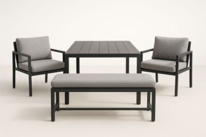 Ensemble de mobilier de jardin en aluminium gris