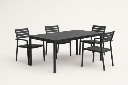 Ensemble de jardin table et 4 chaises en aluminium noir
