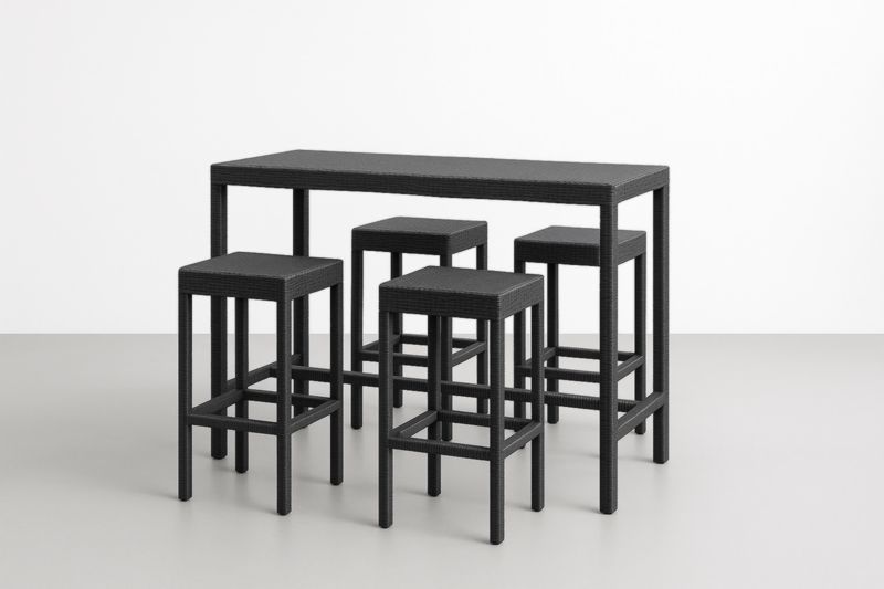 Ensemble de bar en osier PVC noir