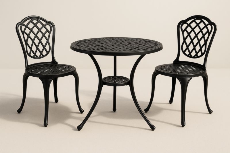Ensemble de table et chaises en aluminium noir