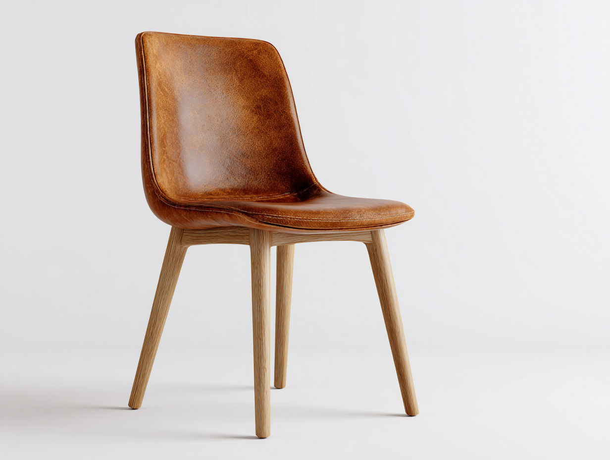 Silla de comedor cuero sintético 48x52x86 cm - marrón/color madera natural - apta para comedor - diseño moderno