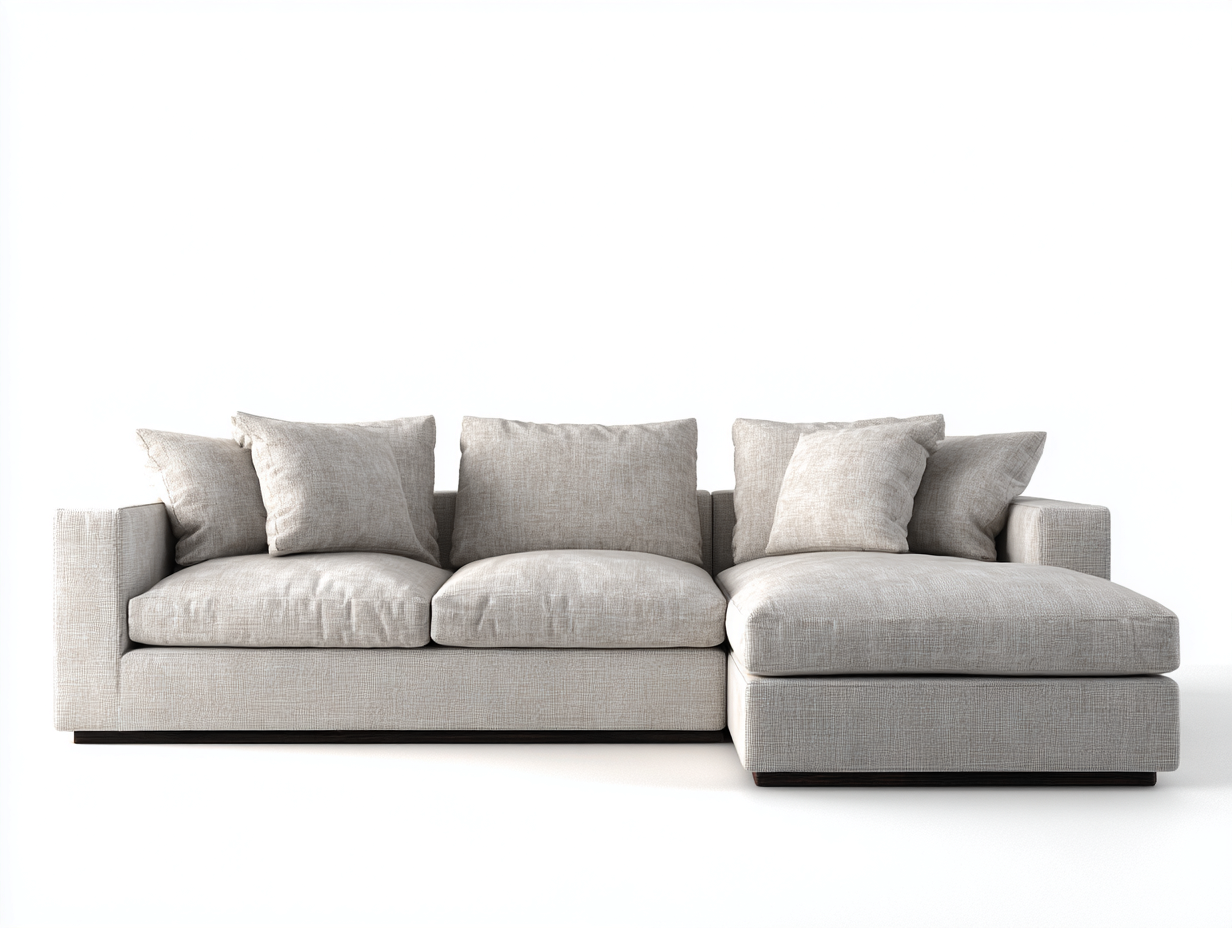 Sofá rinconera tapizado tela 280x185x88 cm - beige claro - para salón - diseño moderno