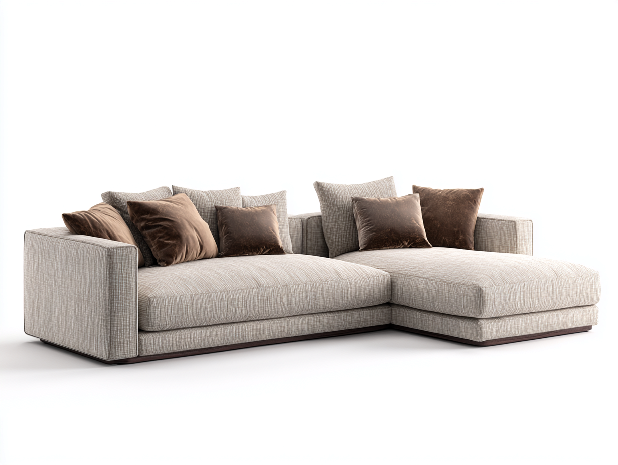 Sofá rinconera tapizado 280x175x85 cm - beige/marrón oscuro - apto para salón - diseño moderno