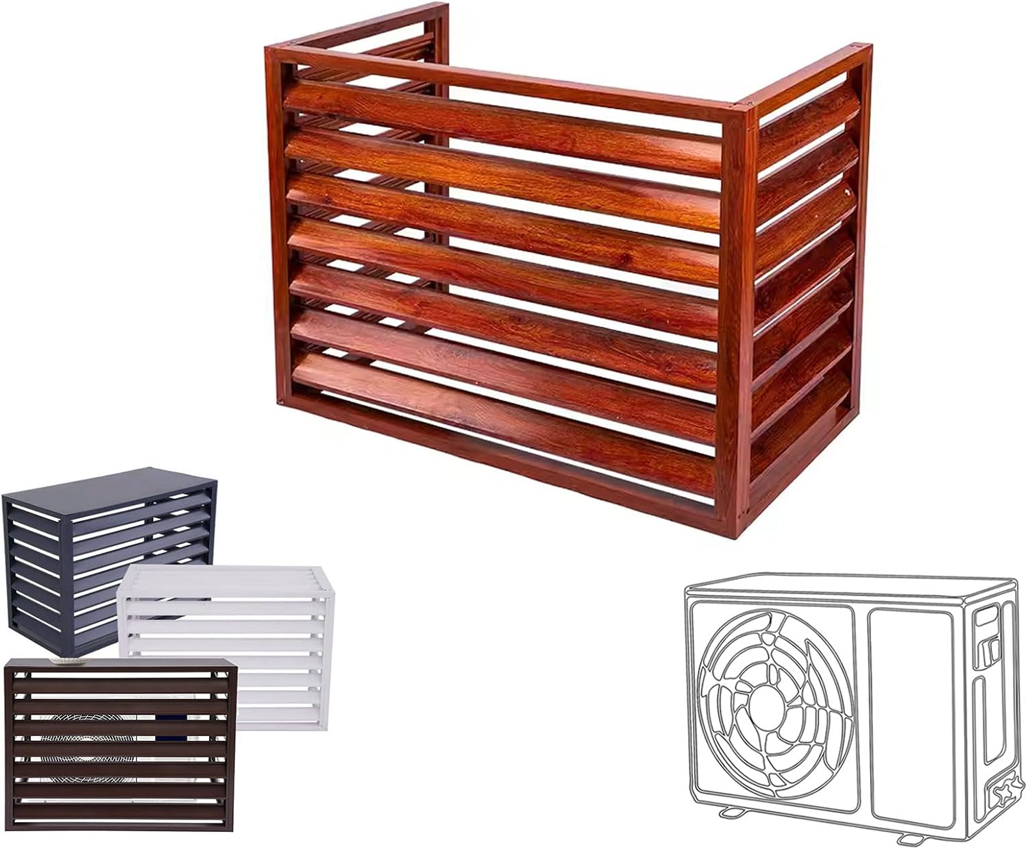 110*80*60cmSoporte aire acondicionado exterior Protectora De Aire Acondicionado de aluminio, fácil de instalar cubierta exterior acondicionado oculto para unidades exteriores Limpio y bonito
