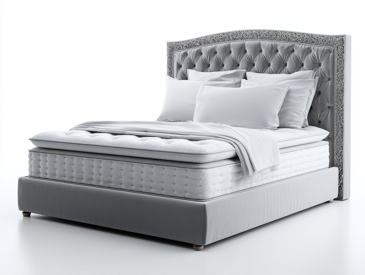 Cama doble tapizada 200x160x125 cm - gris - apta para dormitorio - estilo clásico