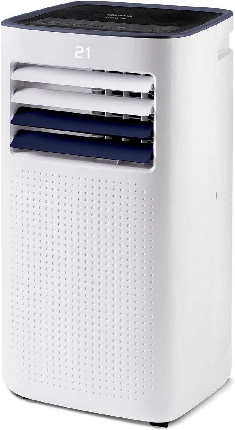 Taurus Cold Design + - Aire acondicionado portátil. 3 en 1: frío, deshumidificador y ventilador. Silencioso. Temporizador. Con mando a distancia. Con kit ventana. Ruedas. Blanco. 1023W.
