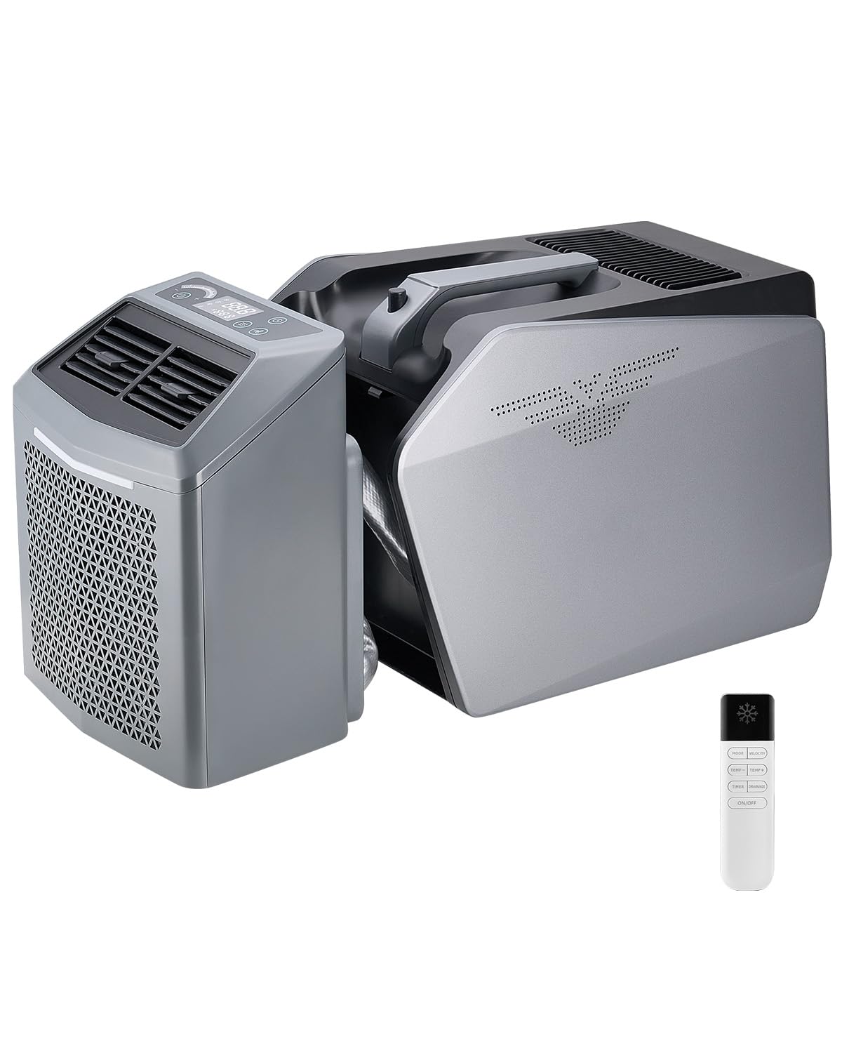 VEVOR Aire Acondicionado Portátil Ajustable, 3 Velocidades, con Temporizador 24 Horas, 16 a 32 ℃, para Acampar al Aire Libre, Uso Doméstico, Gris, 320 x 580 x 346 mm, para Interiores y Exteriores
