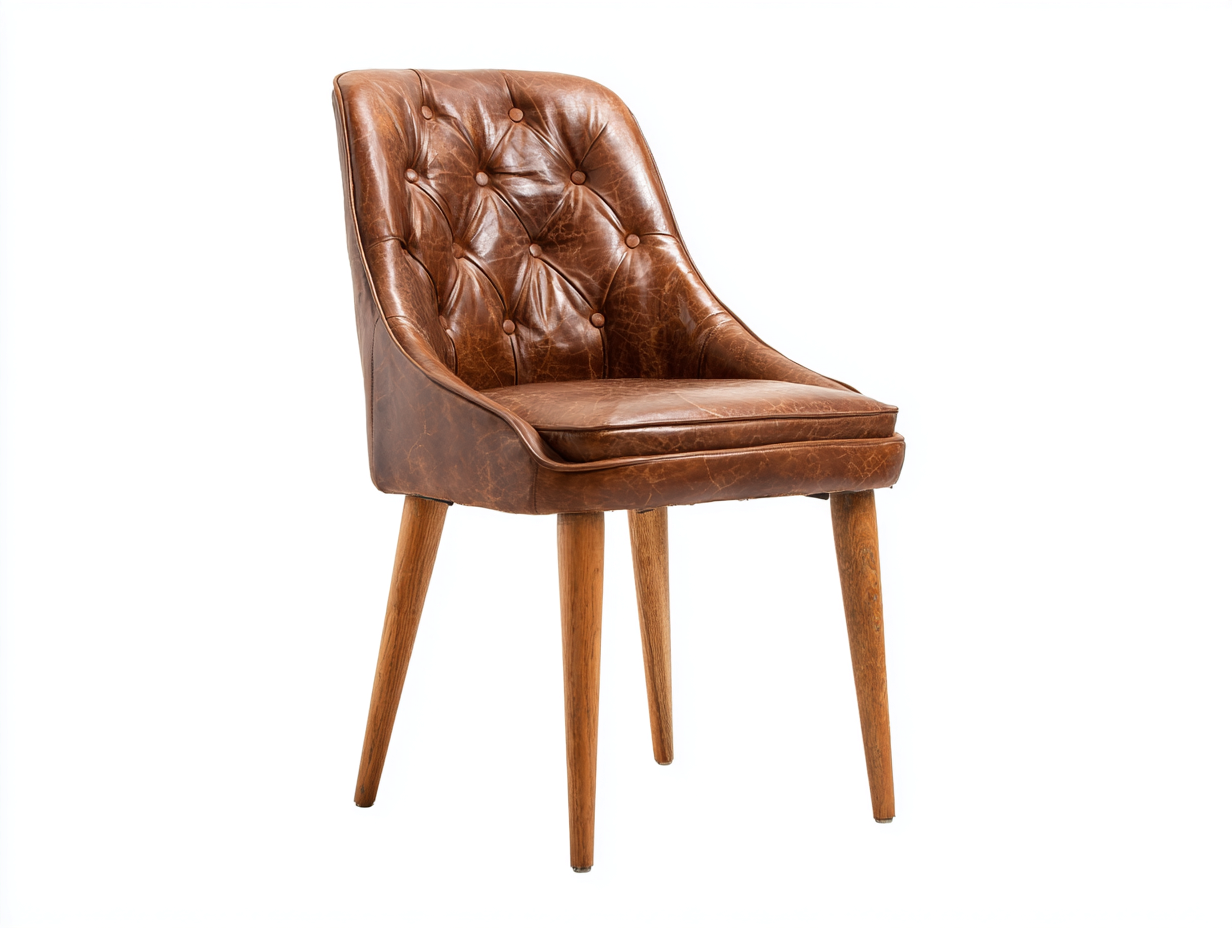 Silla de comedor cuero sintético 52x56x84 cm - marrón oscuro / madera natural - apta para comedor - diseño clásico