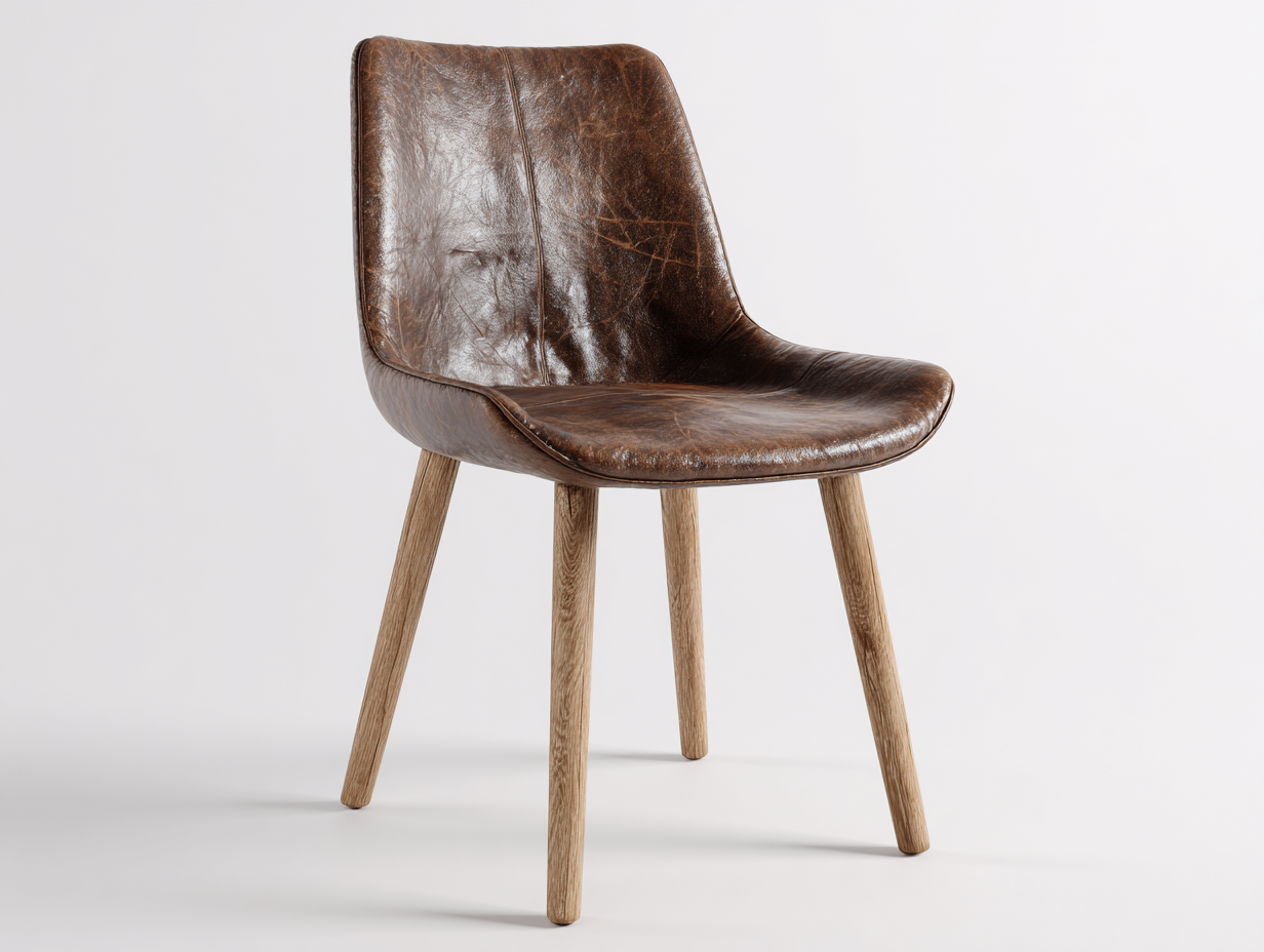 Silla de comedor tapizada en piel sintética 50x50x82 cm - marrón oscuro/color madera natural - para comedor - diseño moderno