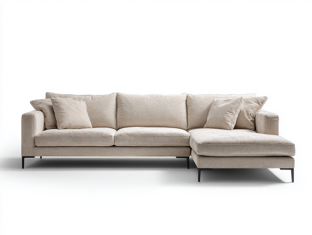 Sofá rinconera tapizado tela 285x165x88 cm - beige/negro - para salón - diseño moderno