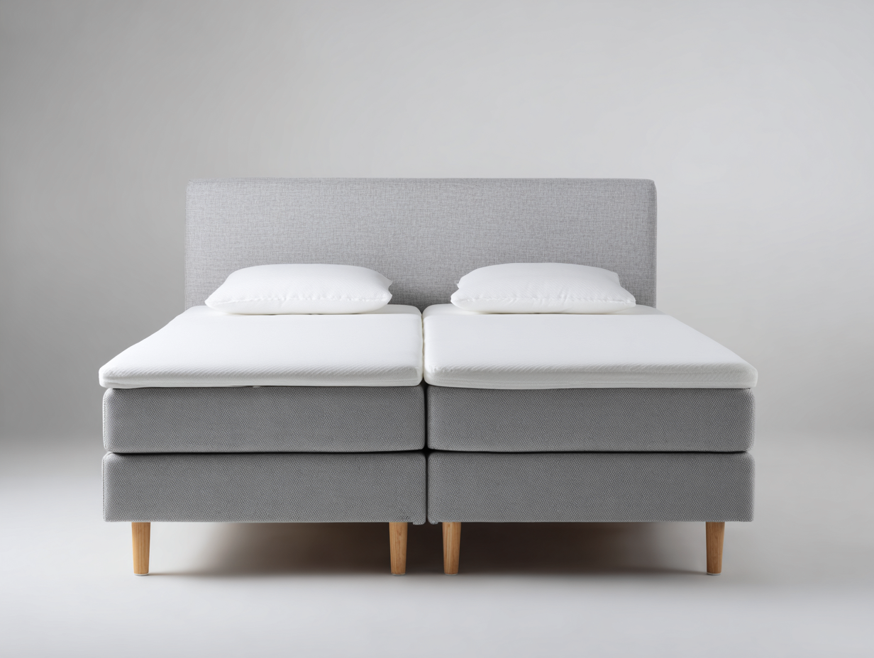 Cama doble tapizada tela 200x160x115 cm - gris claro/madera clara - para dormitorio - diseño moderno