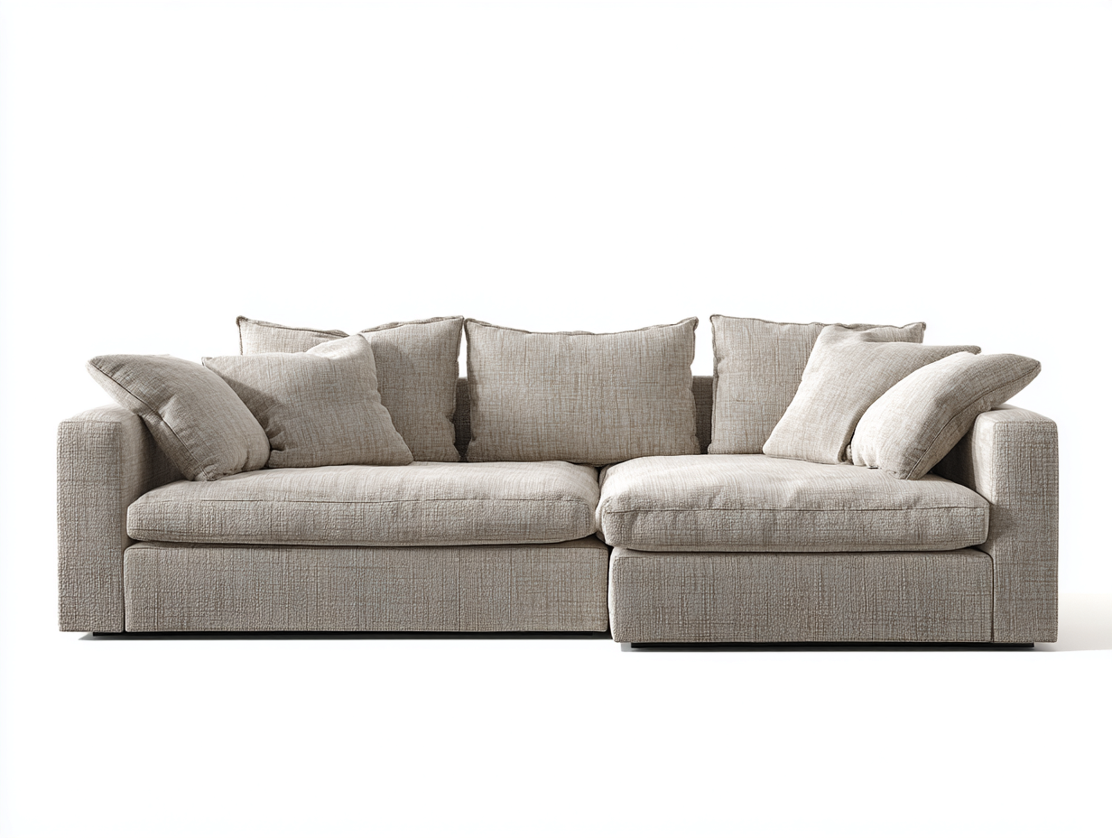 Sofá rinconera acolchado de 3 plazas 230x100x85 cm - beige - apto para salón - diseño moderno