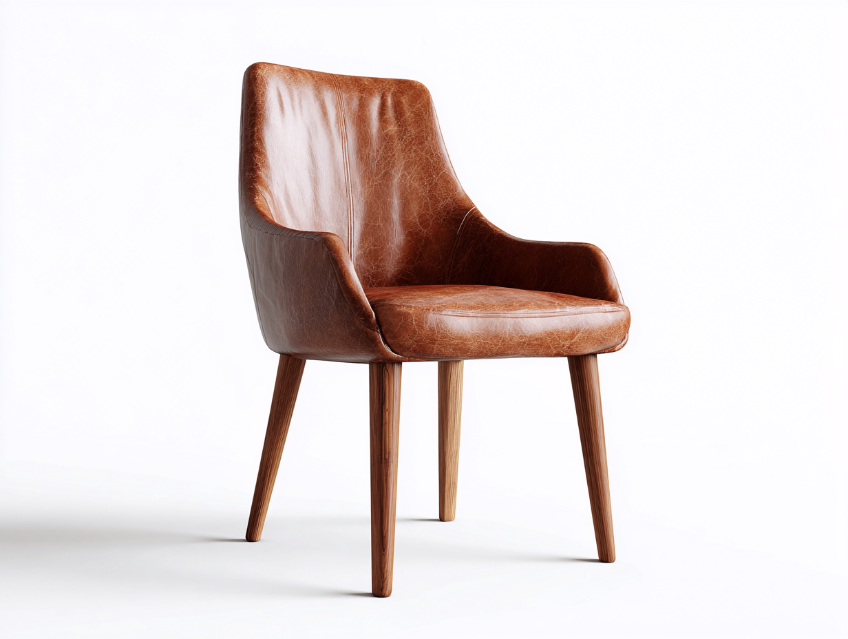 Silla de comedor tapizada en piel sintética 55x55x85 cm - marrón/color madera natural - para comedor - diseño moderno